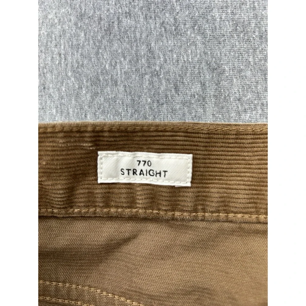 J Crew 770 Straight‎ Corduroy Pants Men's 35x32 Brown Cotton Flat Front